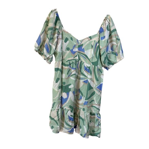 Nine West Dresses & Skirts - Nine West Mini Babydoll Dress Plus Whimsical Puff Sleeve XXL Spring Geometric